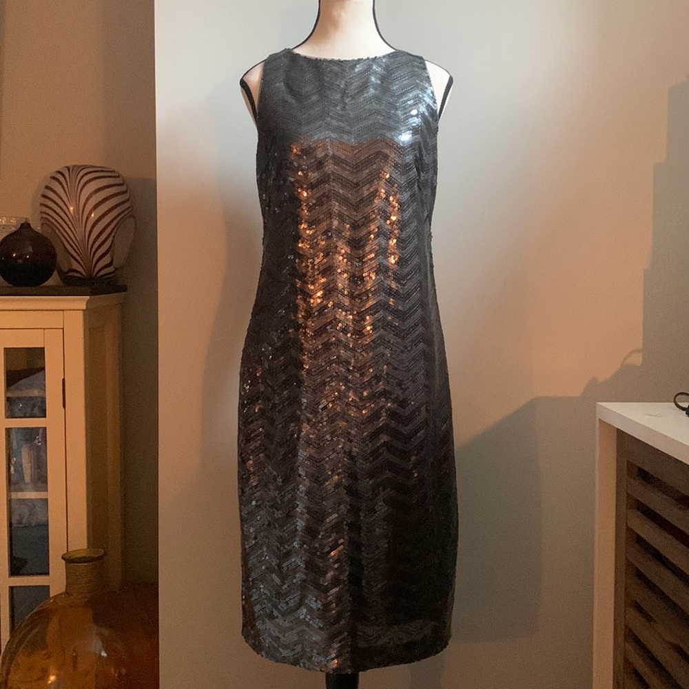 Ralph Lauren Evening, Sz 12, Fully sequinned Glam midi cocktail dress